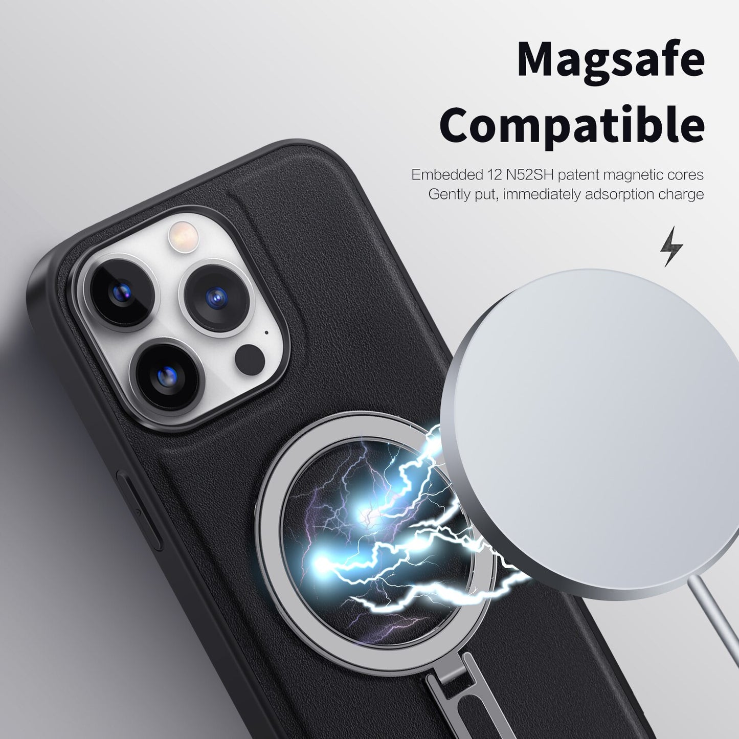 Luxury Leather Magnetic Stand Case For iphone 14 series