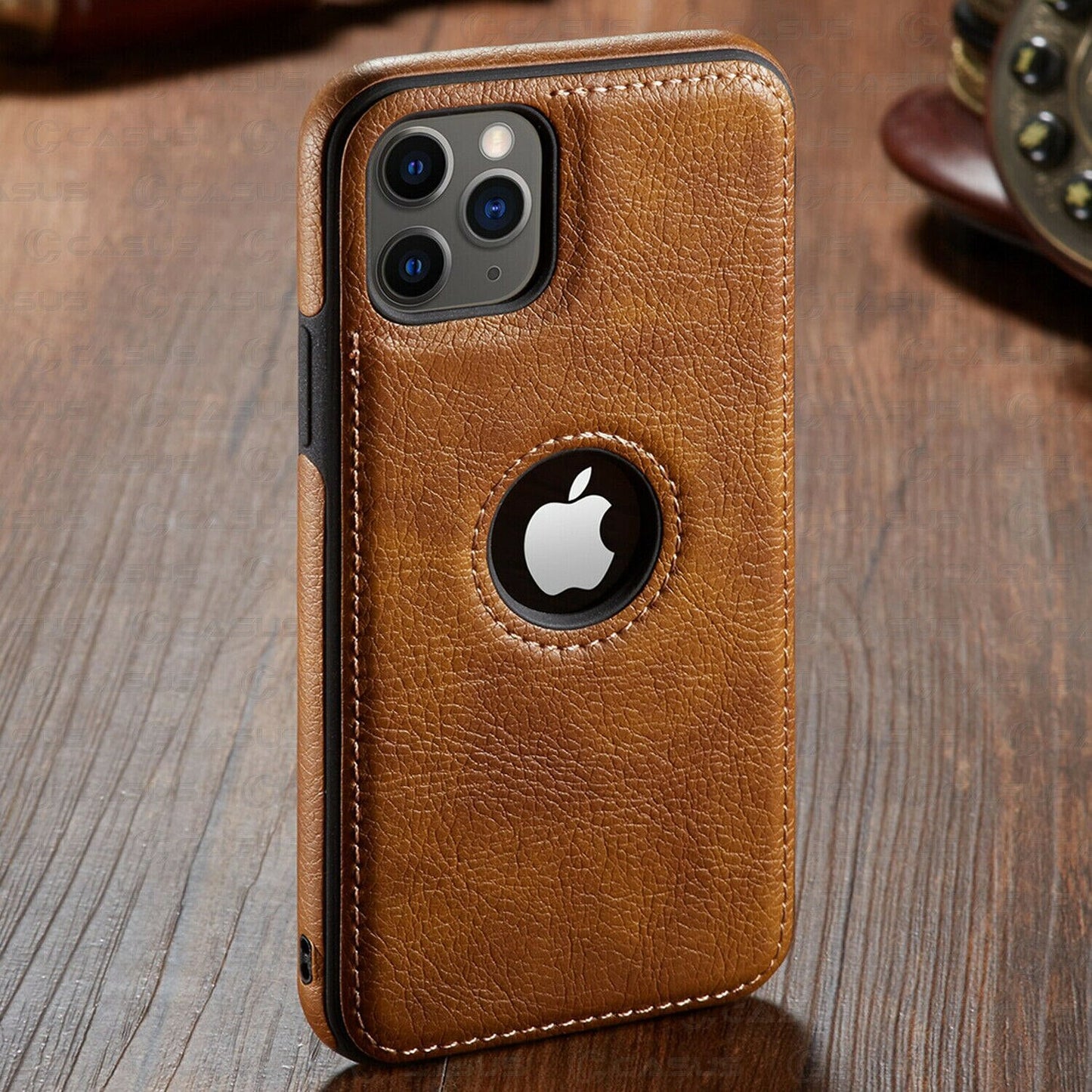 Classic PU Leather Back Cover for iPhone 15 series